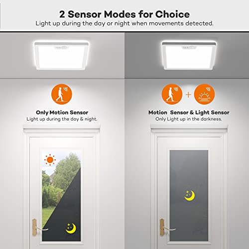 Annaror 2 Pack Wired Motion Sensor Led Ceiling Light, 18W 1800Lm Flush Mount Lighting Fixture 3 Cct, 3 Timer, 8.7 Inch Square Motion Ceiling Light For Closet Stair Porch Hallway #TOP4