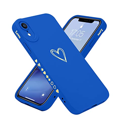 Teageo Compatible With Iphone Xr Case 6.1 Inch For Women Girls, Cute Luxury Love Heart [Soft Anti-Scratch Full Camera Lens Protective Cover] Silicone Girly Shockproof Phone Case For Iphone Xr-Blue #TOP21