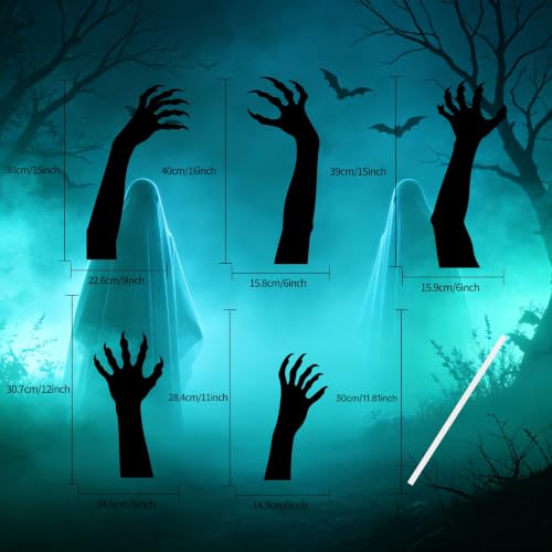 Gzopjccd Halloween Black Ghost Hand Yard Signs, Waterproof Plastic Zombie Monster Claw Lawn Signs for Outdoor Halloween Garden Haunted House Decor - image 2