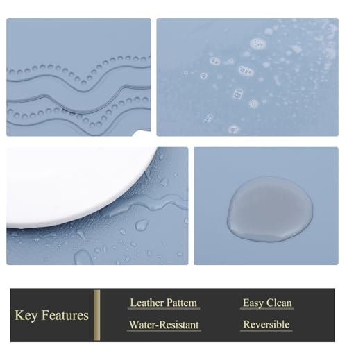 Leather Placemats Set of 6 for Dining Table Blue Faux Leather Placemat Wipeable Heat Resistant Non Slip Waterproof Place Mats Anti Oil Eco-Friendly Decorate Table Mats Patio Placemats by XINYUN - Image 4