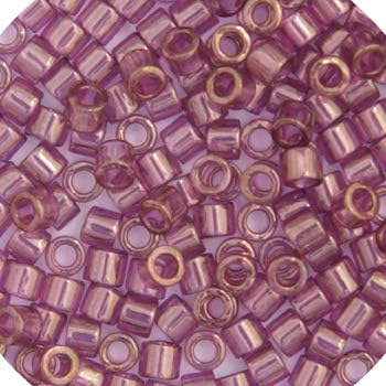 Miyuki Delica 15/0 Amethyst Transparent Gold Luster 50Grams of Japanese Glass Beads