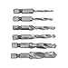 6PCS Hex Shank Combination Tap Set, Spiral Flute Drill Taps, High Speed Steel Thread Tapping Tool with Ti Coating, 3 in 1 Design for Drilling Tapping Chamfering, Industrial Repair (Silver)
