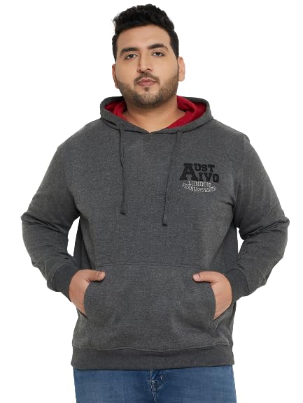 austivo Men's D.Grey Full Sleeve Solid Hooded Plus Size Sweatshirt-picture-26