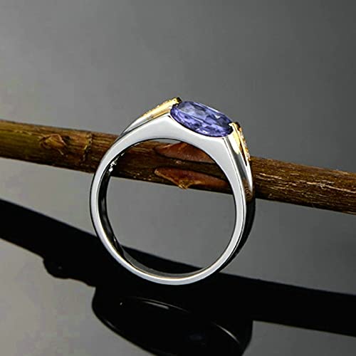Aeici Sterling Silver Promise Ring Band, Lavender Oval Cubic Zirconia Anniversary Ring Matching Promise Rings Size 8 #TOP2