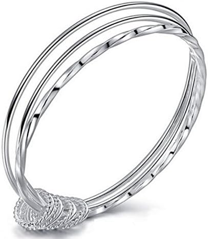 Fashion Women Jewelry Solid 925 Sterling Silver Bangle Bracelet Gift
