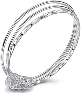 Fashion Women Jewelry Solid 925 Sterling Silver Bangle Bracelet Gift