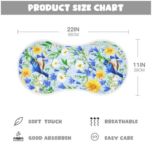 xigua Bluebirds Muslin Baby Burp Cloths Set of 1, Super Soft & Absorbent Burping Rags, Cotton Burp Clothes Shower Gift for Newborn, Baby Girls and Boys4