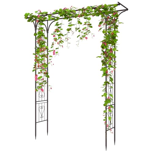 OUSHENG 87in Garden Arbor, Metal Arch Trellis for Climbing Plants Outdoor...