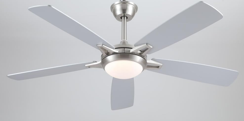 Surtime Ventilador de techo con iluminación silencioso, 132 cm, ventilador de techo con luz y mando a distancia para dormitorio, salón, 6 velocidades, regulable, motor DC reversible, alas de madera,