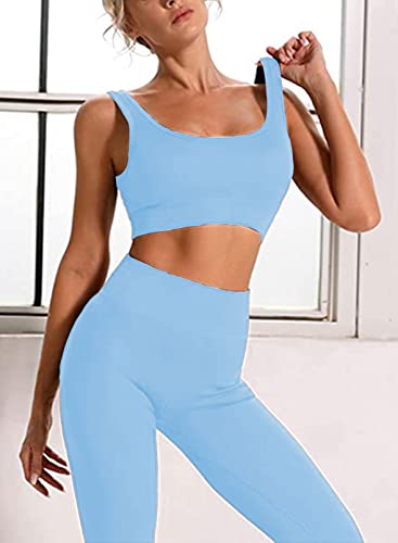 Artfree Women's Workout Sets 2 Pieces Yoga Outfits Seamless High Waist Leggings And Top Set With Sports Bra #TOP1