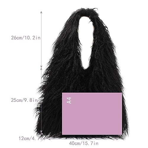 Image of Aisi Women Faux Fur Tote Bag Fluffy Plush Shoulder Bags Soft Casual Hobo Bag Big Capacity Shopping Bag