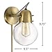 Amazon Brand – Rivet Mid-Century Modern Single Glass Globe Plug-In Wall Sconce With LED Light Bulb - 9.5 x 6.25 x 9.75 Inches, Gold Satin Brass - 21168-001