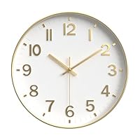 12 Inch Battery Operated Wall Clock, Silent Non-Ticking Modern Wall Clocks for Living Room, Office, Home, Bathroom, Kitchen, Bedroom, Classroom, Large Analog Clock Office Clock (Champagne Gold)