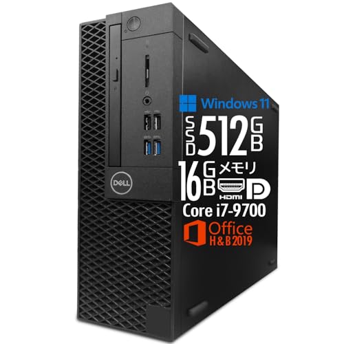 �y�����ςݕi�z�f�X�N�g�b�vPC OptiPlex 3070/Windows11 Pro/��9���� Core i7-9700/SSD512GB/������16GB/DVD�}���`�h���C�u/MS Office H&B 2019/HDMI/DisplayPort/VG