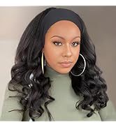 Body Wave Human Hair Wigs with Headband Attached Long Wavy Headband Wig for Women Glueless Long B...