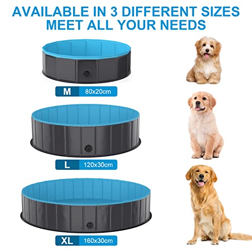 TENXSNUG Hundepool fur Große Hunde, Faltbare Hund Schwimmbecken Hundebadewanne, rutschfest Dog Pool Planschbecken für Kinder und Hunde, Dunkelgrau, 120 x 30 cm