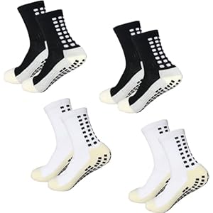 Yufree Grip Soccer Socks Anti Slip Non Slip Men’s Athletic Socks for Football Basketball Sports, 4 Pair