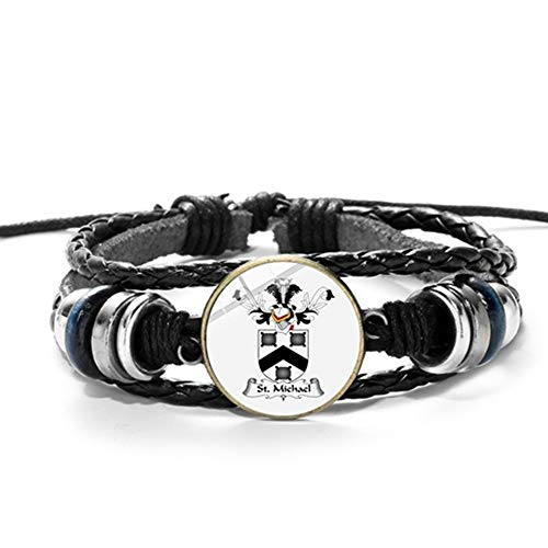 TUDUDU Arcángel Pulsera De Cuero Protégenos Santo Escudo Protección Justicia Encanto Pulsera...