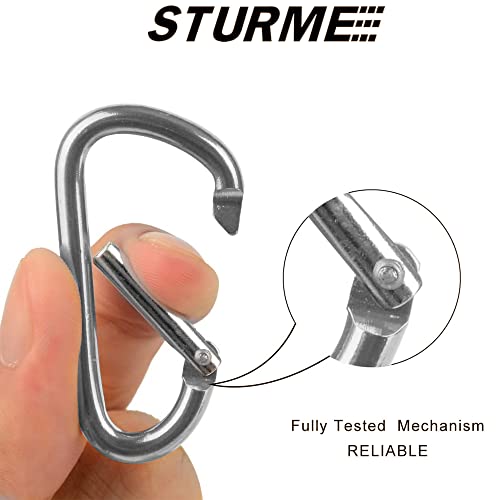 Image of STURME 2 inch Aluminum D Ring Carabiners Clip D Shape Spring Loaded Gate Small Keychain Carabiner Clip Set Outdoor Camping Mini Lock Snap Hooks Spring Link Key Chain Durable Improved 24 PCS