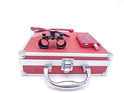 BONEW Dental Loupes Optical Glass LED Light Lamp Portable Head Surgical Binocular