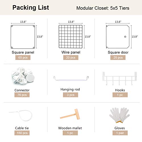 Yozo Cube Storage Organzier Portable Closet Wardrobe Bedroom Dresser (71X14X71 Inches) Portable Closet Cube Shelf Armoire Pantry Cabinet, 25 Cubes, White #TOP7