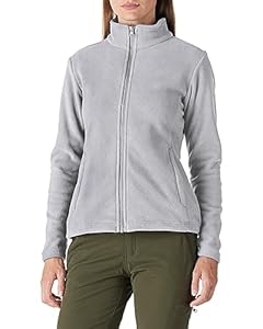 Outdoor Ventures Damen Fleecejacke mit Durchgehendem Reißverschluss Stehkragen Frauen Leichte Fleece Sweatjacke Warme Damenjacke für Laufen, Wandern und Freizeit Hellgrau M