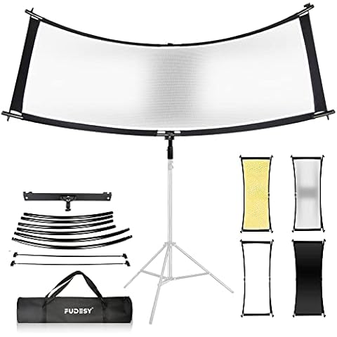 FUDESY Clamshell Light Reflector/Diffuser,67"x24" Curved Photography Lighting Reflector for Photo Video Studio Shooting with Black/Silver/White/Gold Reflectors,Carry Bag Cover