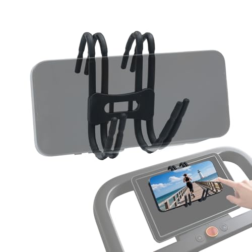 canbeyond 2PCS Black Silicone Treadmill Phone Holder for Peloton Bike Deformable Treadmill Phone Mount Compatible with Most Exercise Bicycle & Treadmill with Screen
