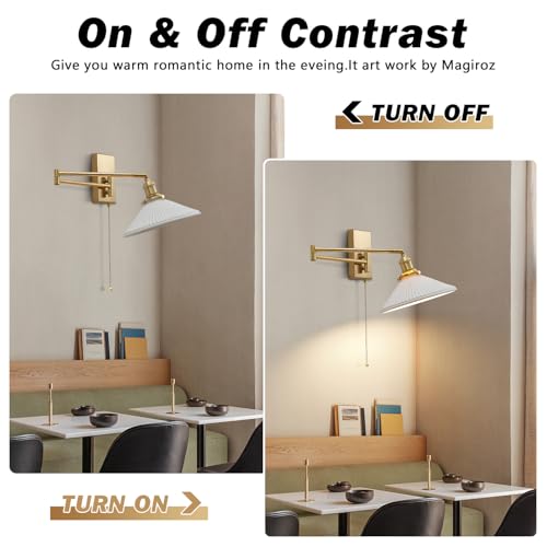Magiroz Swing Arm Wall Sconce 2-Pack, Brushed Gold Frosted Glass, 17.7" by Magiroz - Used condition - Image 4