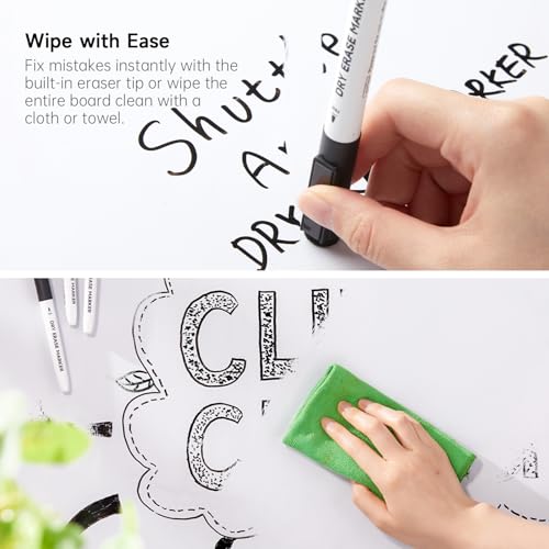Image of Shuttle Art Dry Erase Markers, 25 Pack Black Magnetic Whiteboard Markers with Erase, Fine Point Dry Erase Markers Perfect for Writing on Dry-Erase Whiteboards Mirrors Glasses for School Office Home