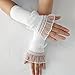 Instobig Women's Gothic Scene Knit Ruffle Arm Warmers - Fashion Fingerless Forearm Arm Sleeve, Skateboard Wedding Gloves, White