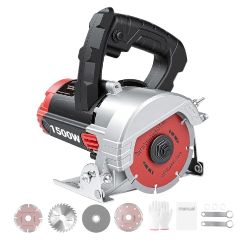 Victool Serra Mármore Elétrica 1500W 127V, Disco 110mm, 11000RPM, Corte Ajustável 0-45°, Profundidade de Corte 33mm, Cortadora de Cerâmica, Mármore, Granito e Pedra com 4 Discos