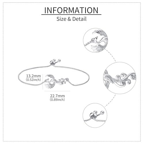 YAFEINI Phoenix Bracelet 925 Sterling Silver Bird Phoenix Charm Jewelry for Women4