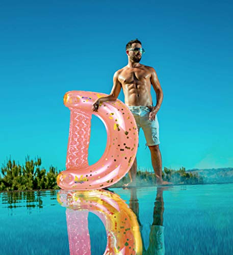 Poza Inflatable Pool Float Chair - Sparkle Confetti Lounge Inflatable Pool Floats, 2 Built In Cup Holders & Handles, Adult Inflatable Pool Lounger Floating Chair For Beach, Lake & Pool - 48X38 Inch #TOP6