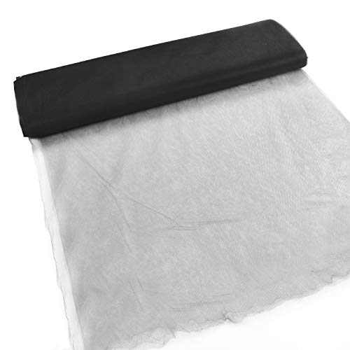 HANDI STITCH Rouleau de Tulle - Bobine de Tulle 18 m de Long 137 cm de Large Tissu Noir pour Jupes Tutu, Robe de Mariée, Décoration Anniversaire et Mariage, Tables, Banquet - Ruban de Tulle Noir
