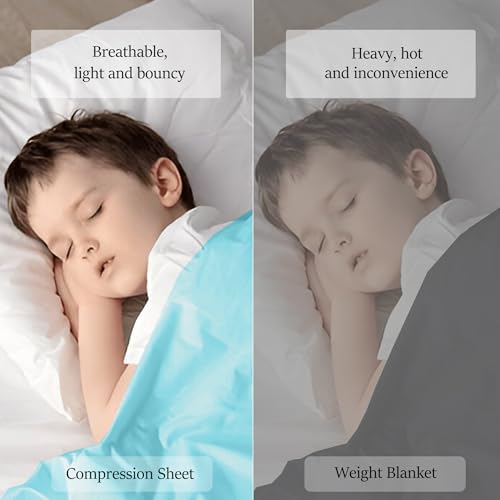 Image of Sensory Bed Sheet for Deep Pressure Therapy - Spandex Bed Sheet - Sensory Compression Blanket for ADHD, Autism - Breathable & Hypoallergenic, Turquoise, Queen Size