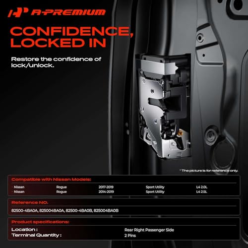 A-Premium Door Latch Lock Actuator Compatible with Nissan Vehicles - Rogue 2014 2015 2016 2017 2018 2019, Sport Utility - Rear Right Passenger Side, Replace# 82500-4BA0A, 82500-4BA0B by A-premium - Image 2