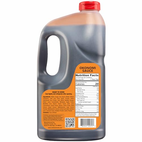 Otafuku Okonomiyaki Sauce for Japanese Okonomiyaki Pancakes, Restaurant Bulk Size, 78.7 OZ | 1/2 Gallon