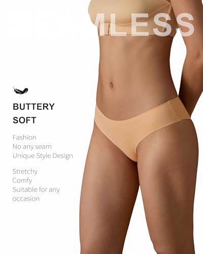 Image of SHARICCA Women Seamless Cheeky Bikini No Show Panties Ladies Invisible Breathable Briefs Soft Stretch Underwear Multi Pack
