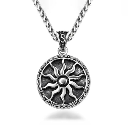 Hokech Vintage Greek Mythology Sun God Apollo Necklace Pendant Men Punk Fashion Amulet Stainless Steel Necklace Chain Jewelry Gifts