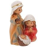 LOORGVEL Resin Krippe Heilige Familie Figur Weihnachten Tischdekoration Detailreiches Biblisches Kunstwerk Langlebiges Christliches Familienmotiv für Festliche Wohnkultur