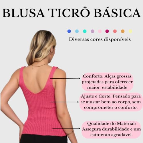 KIT 3 Regata BASICA Alça Tricot Tendência Moda Blogueira Regatinha DE ALCINHA FEMININA Tricô Cropped