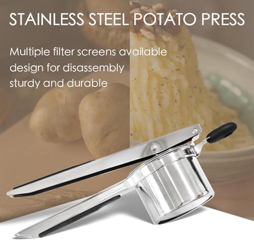 Presse-purée robuste 425,2 g en acier inoxydable avec disques interchangeables