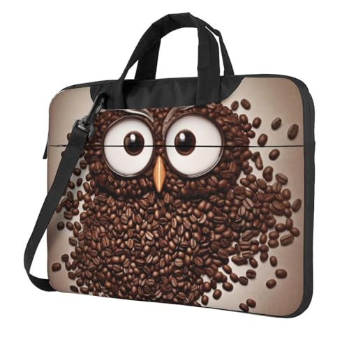 Mallette de transport pour ordinateur portable motif hibou et café