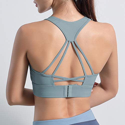 pedkit Sutiã esportivo feminino com alças nas costas com fecho de gancho e ocular removível acolchoa