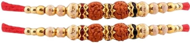 Rakhi for Brother Set of 2 โ Rudraksha Crystal Studded Bracelet Rakhee Thread for Bhai โ Raksha Bandhan Gift for Brother