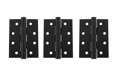 Kooples Hardware Atlantic Ball Bearing Hinges Grade 13 Fire Rated 4" x 3" x 3mm – Set of 3 Heavy Duty Hinges for FD30 & FD60 Fire Doors (Matt Black)