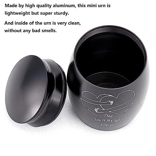 Image of Small Sharing Urn - Mini Metal Cremation Urn for Human Ashes | Mini Memorial Urn for Adult Men /Dad /Father, Aluminum Decorative Funeral Urn (2.7x1.7 Inch )