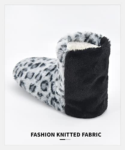 Image of DICUIRD Slipper Socks for Women,Fuzzy House Indoor Boots Slippers with Soft Soles,Warm Cozy Fluffy Sherpa Lined Booties Socks with Non Slip Bottom