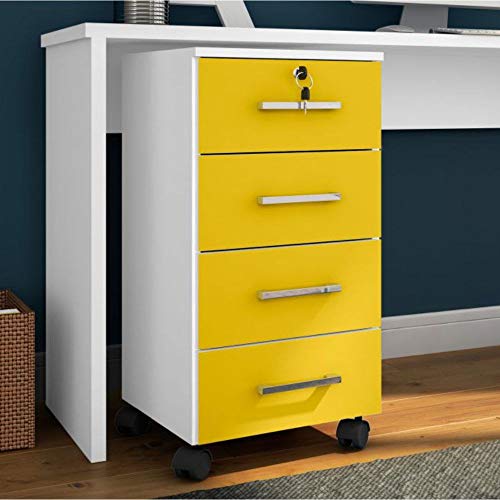 Gaveteiro Gávea Flex Color 4 GV Branco com Amarelo